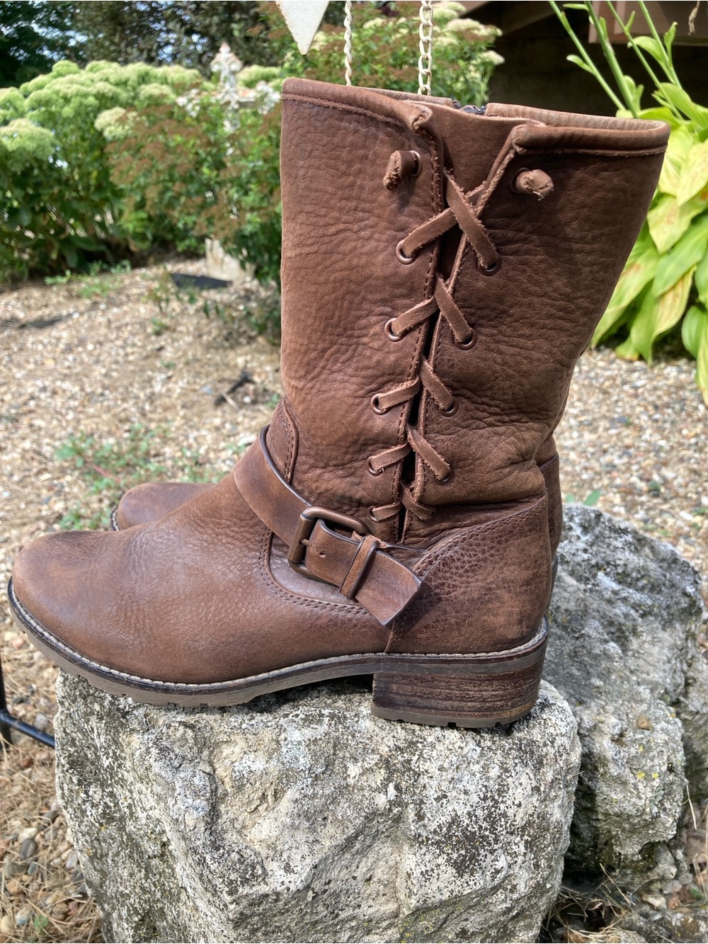 Sofft Size 7.5 Belmont brown leather mid calf moto engineer style boot - Picture 3 of 11